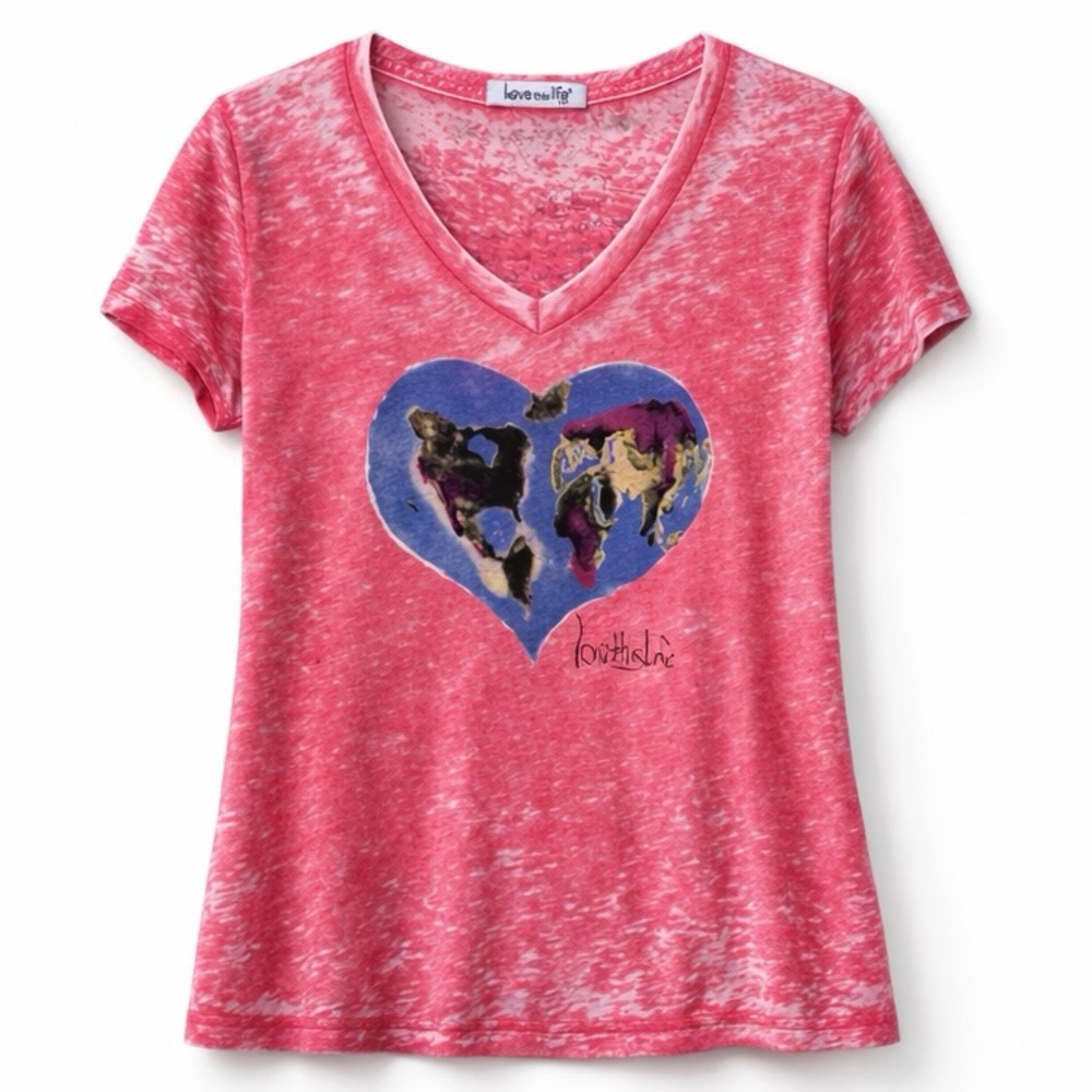 💗 NWOT! Love This Life Heart Pink Tie Dye Tee